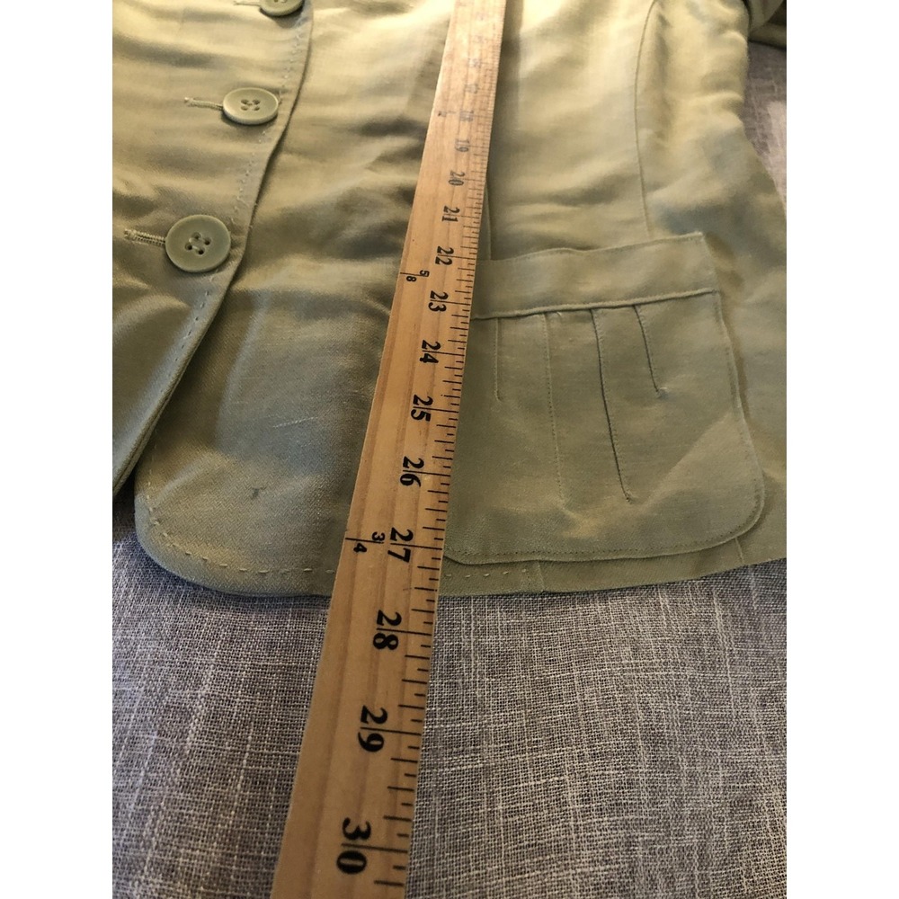 Emma James Blazer Jacket Womens 18W Green Linen Blend Herringbone Lined Career - Picture 6 of 6